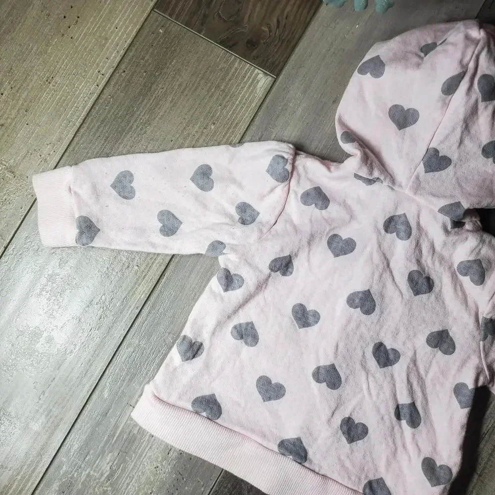 Calvin Klein Baby Girl Pink and Gray Heart Jacket Size 3-6M